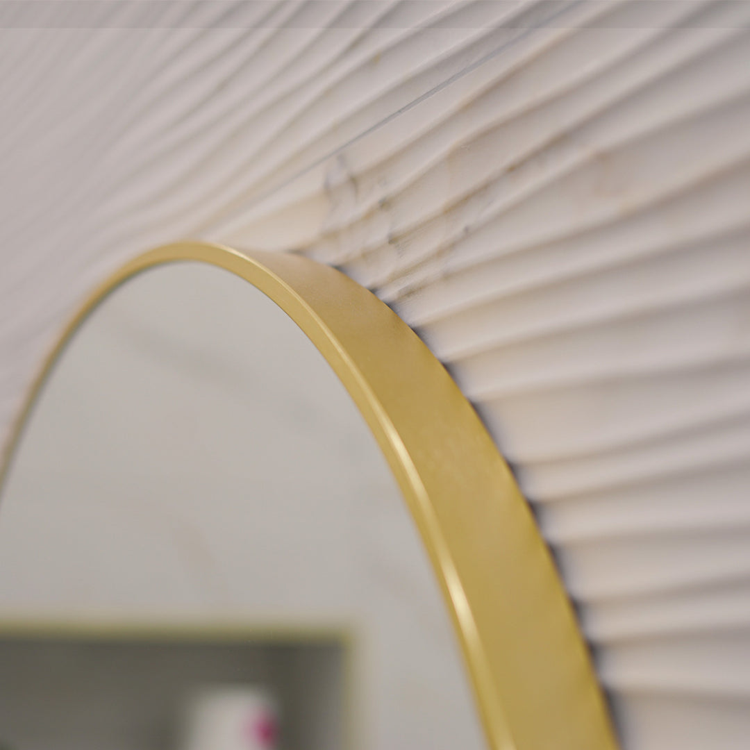 Brushed Brass 800mm x 800mm Plain Round Frame Mirror