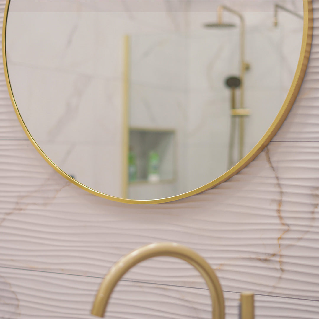 Brushed Brass 800mm x 800mm Plain Round Frame Mirror