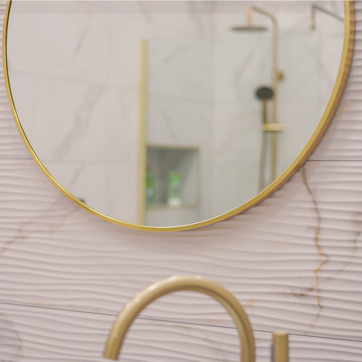 Brushed Brass 800mm x 800mm Plain Round Frame Mirror