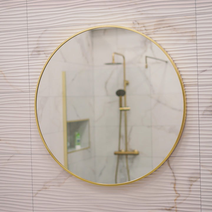 Brushed Brass 800mm x 800mm Plain Round Frame Mirror