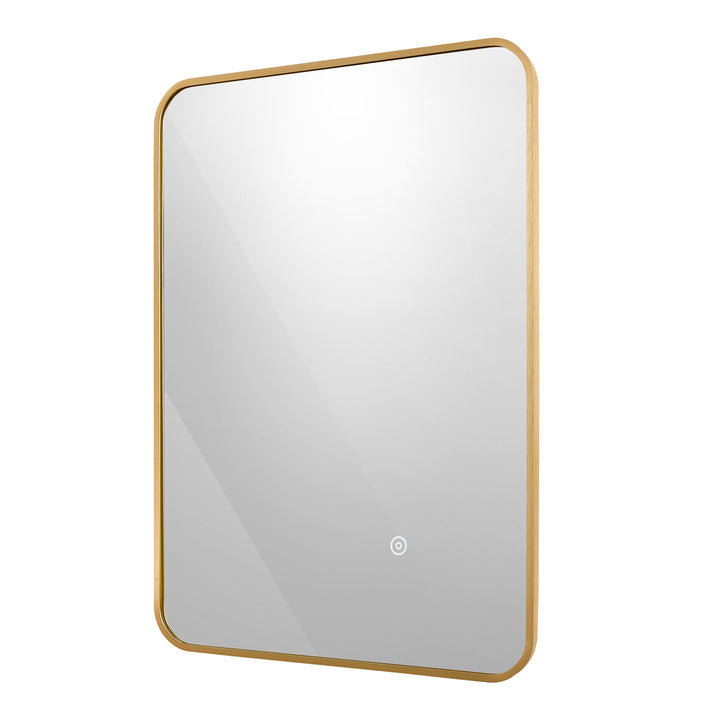 Brushed Brass Bluetooth 700mm x 500mm Frame Mirror with Colour Change