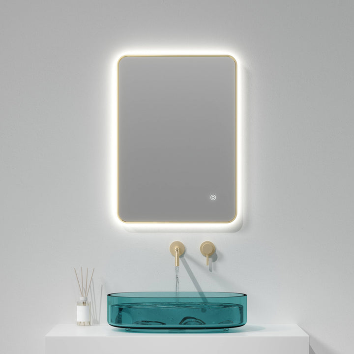 Brushed Brass Bluetooth 700mm x 500mm Frame Mirror with Colour Change