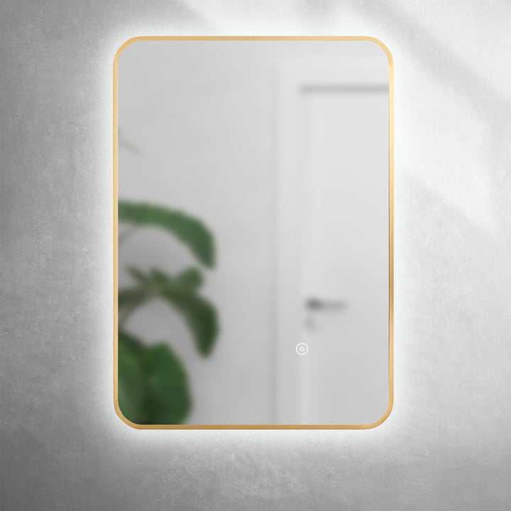 Brushed Brass Bluetooth 700mm x 500mm Frame Mirror with Colour Change