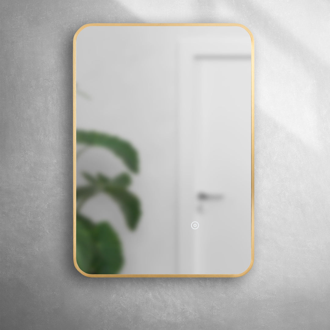 Brushed Brass Bluetooth 700mm x 500mm Frame Mirror with Colour Change