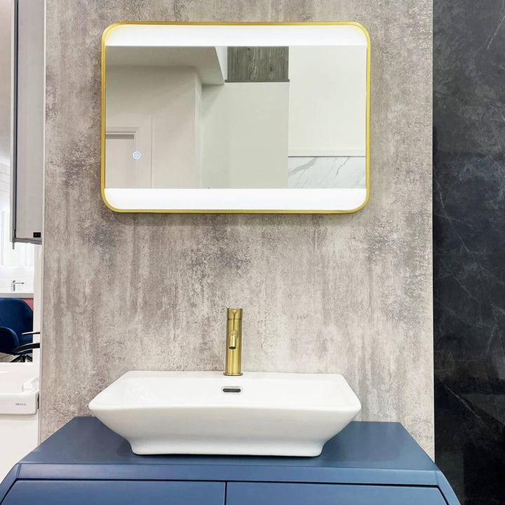 Brushed Brass 700mm x 500mm Frame Mirror with Colour Change