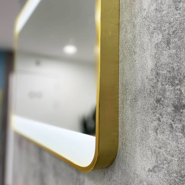 Brushed Brass 700mm x 500mm Frame Mirror with Colour Change