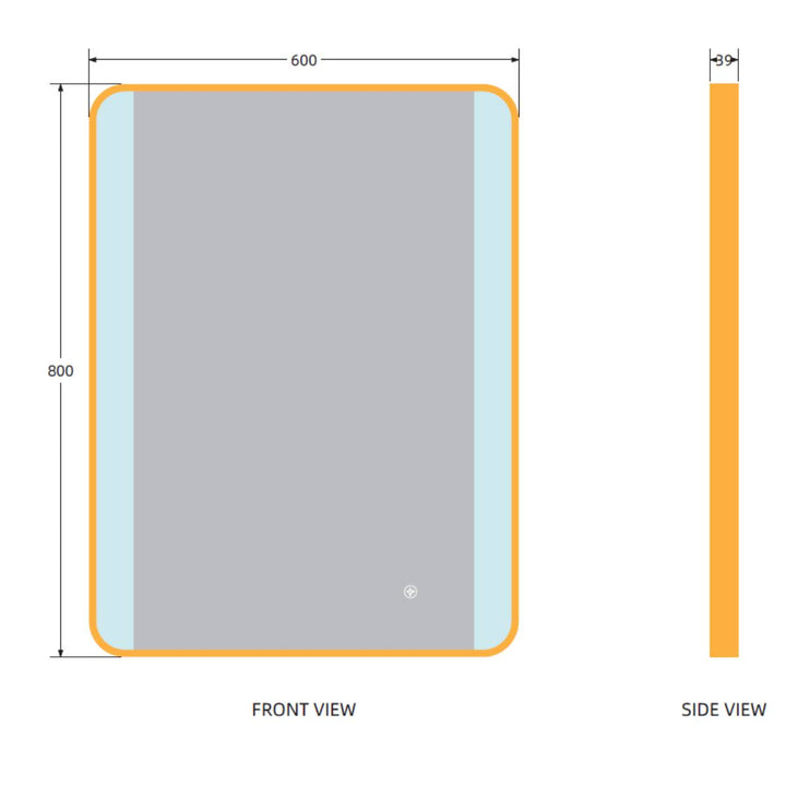 Brushed Brass 800mm x 600mm Frame Mirror with Colour Change
