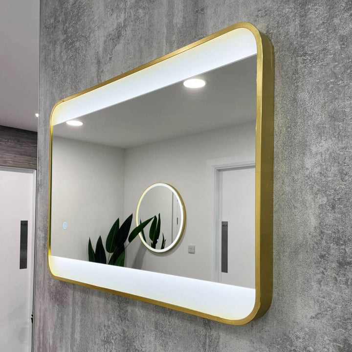 Brushed Brass 700mm x 500mm Frame Mirror with Colour Change