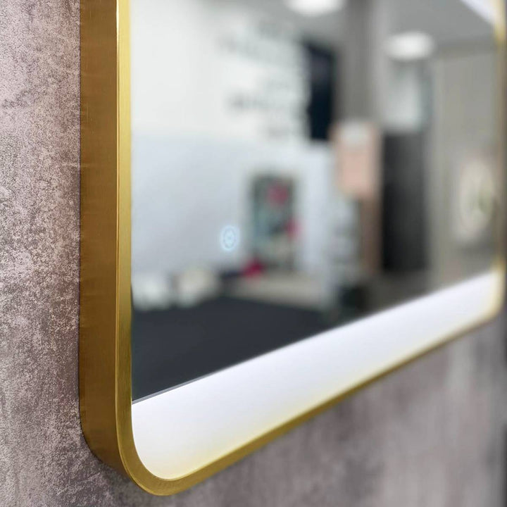 Brushed Brass 700mm x 500mm Frame Mirror with Colour Change