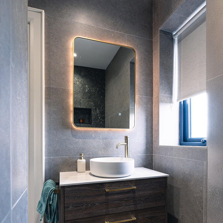 Brushed Brass 800mm x 600mm Frame Mirror with Colour Change