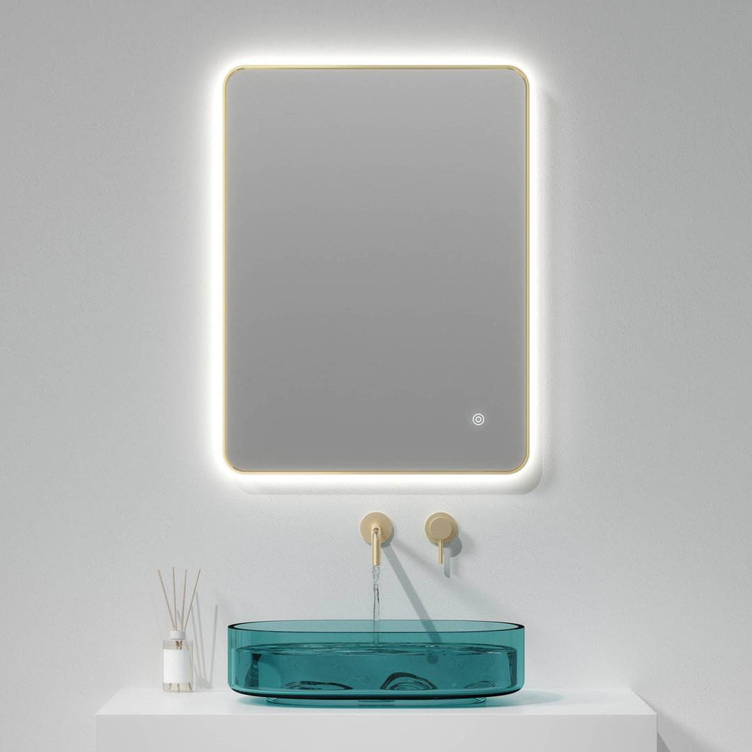 Brushed Brass 800mm x 600mm Frame Mirror with Colour Change