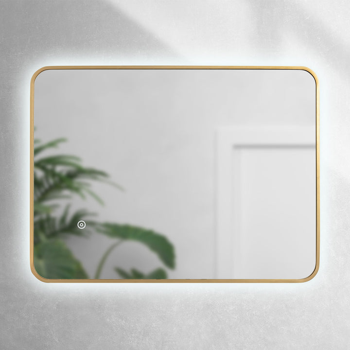 Brushed Brass 800mm x 600mm Frame Mirror with Colour Change