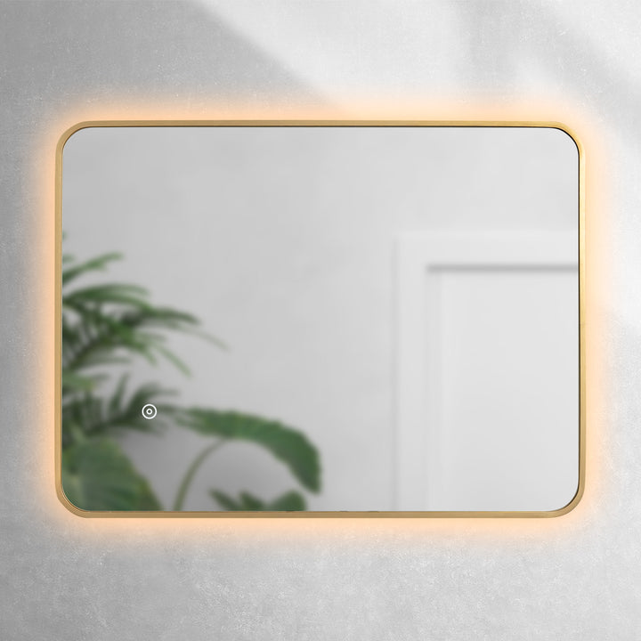 Brushed Brass 800mm x 600mm Frame Mirror with Colour Change