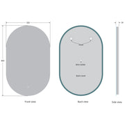 Tablet 800mm x 500mm LED Mirror with Colour Change - Technical drawing