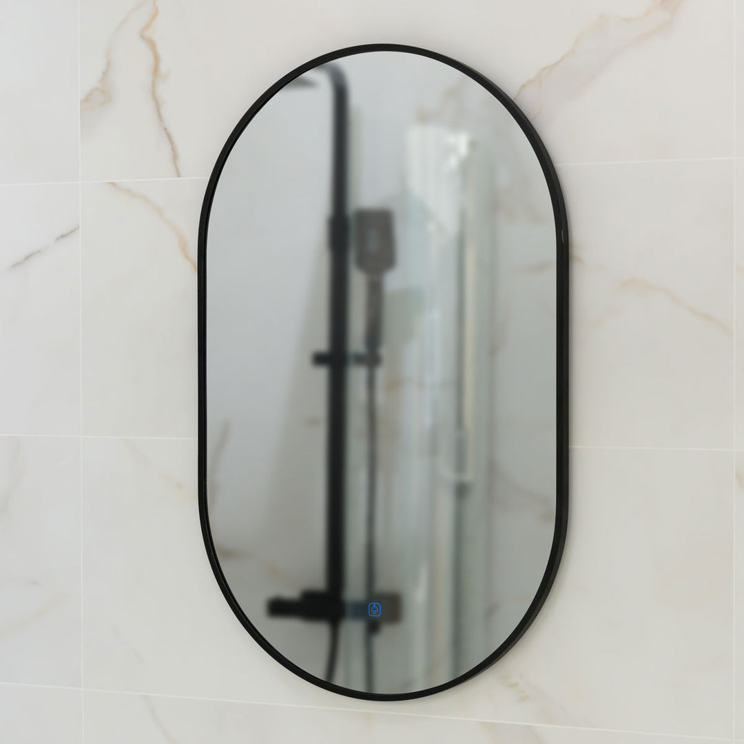 Tablet Black Frame 800mm x 500mm LED Mirror with Colour Change