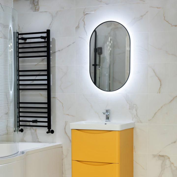 Tablet Black Frame 800mm x 500mm LED Mirror with Colour Change
