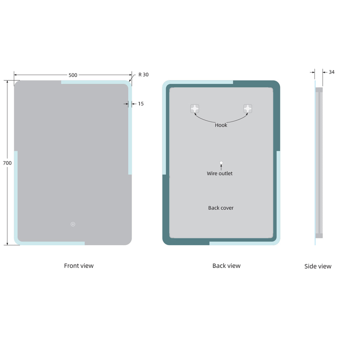 Trend 700 x 500mm LED Mirror with Colour Change