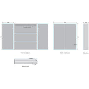 Bella LED Mirror Cabinet 700 x 600mm Double Door and Shaver - Matt Silver - Technical drawing