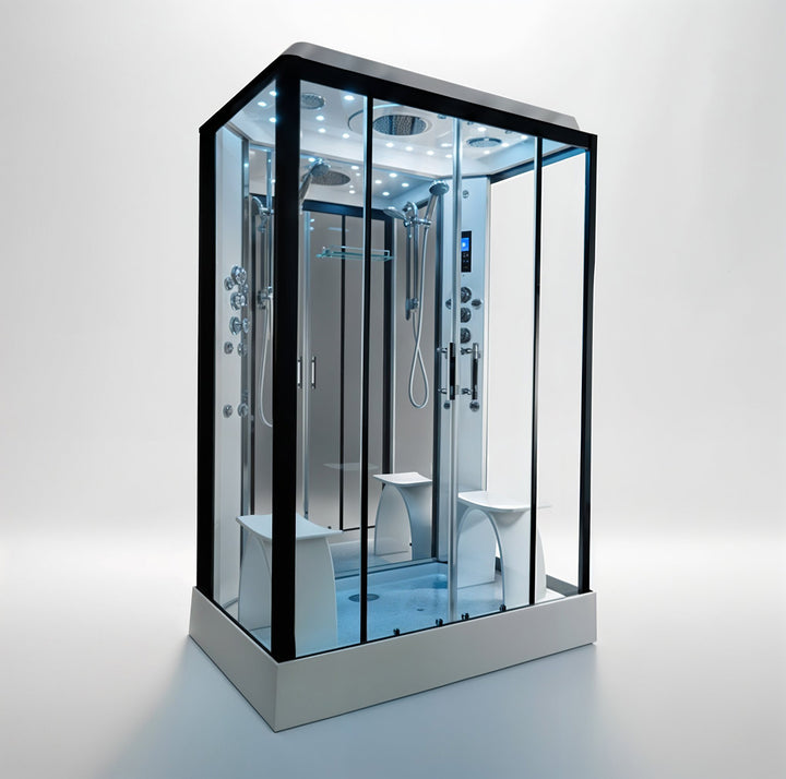 Insignia Platinum 1400 x 900mm Twin Shower Steam Shower Cabin - Black