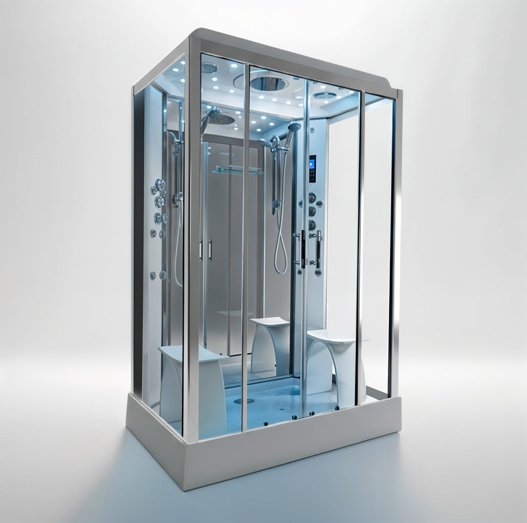 Insignia Platinum 1400 x 900mm Twin Shower Steam Shower Cabin - Chrome