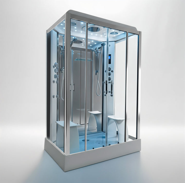 Insignia Platinum 1400 x 900mm Twin Shower Steam Shower Cabin - Chrome