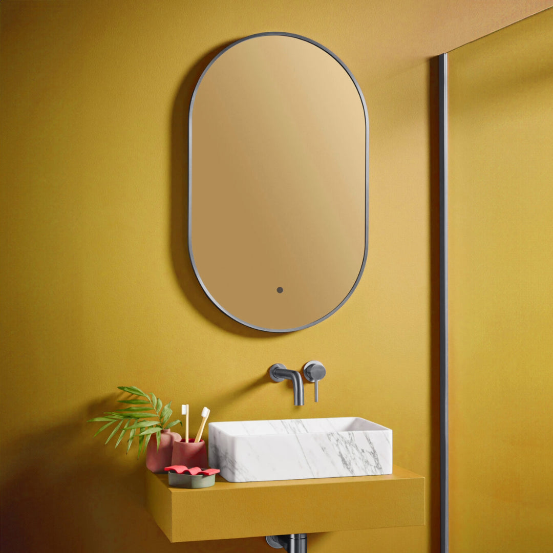 Aubrey LED Mirror 500 x 800mm - Gunmetal