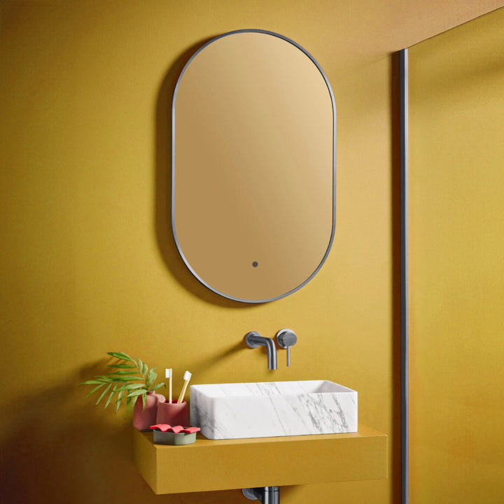 Aubrey LED Mirror 500 x 800mm - Gunmetal
