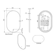Aubrey 800 x 500mm LED Mirror - Brushed Bronze - Technical drawing