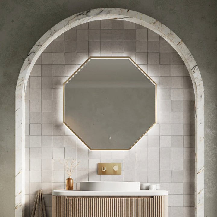 Passa Octagonal Mirror 800 x 800mm - Brushed Brass