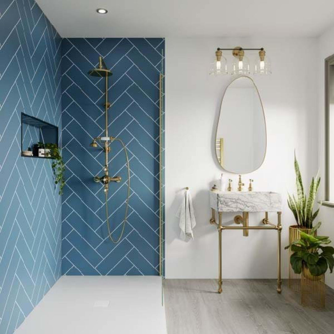 Multipanel Herringbone Tile Collection Misty Blue 598mm Tongue &amp; Groove Panel