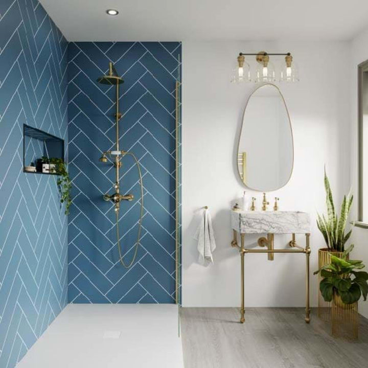 Multipanel Herringbone Tile Collection Misty Blue 598mm Tongue &amp; Groove Panel