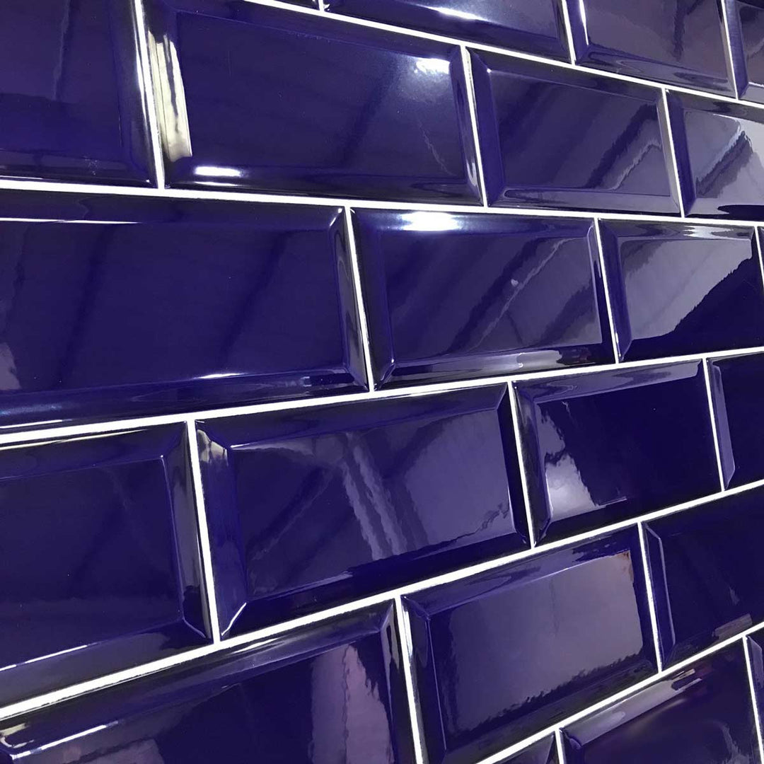 Metro Navy Biselado Brillo 10 x 20cm Ceramic Tile - 1sqm perbox