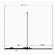 Kiimat 8motion 8mm Sliding Wetroom 1200mm x 2000mm - Black - Technical drawing