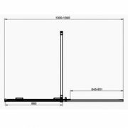 Kiimat 8motion 8mm Sliding Wetroom 1400mm x 2000mm - Brass - Technical drawing