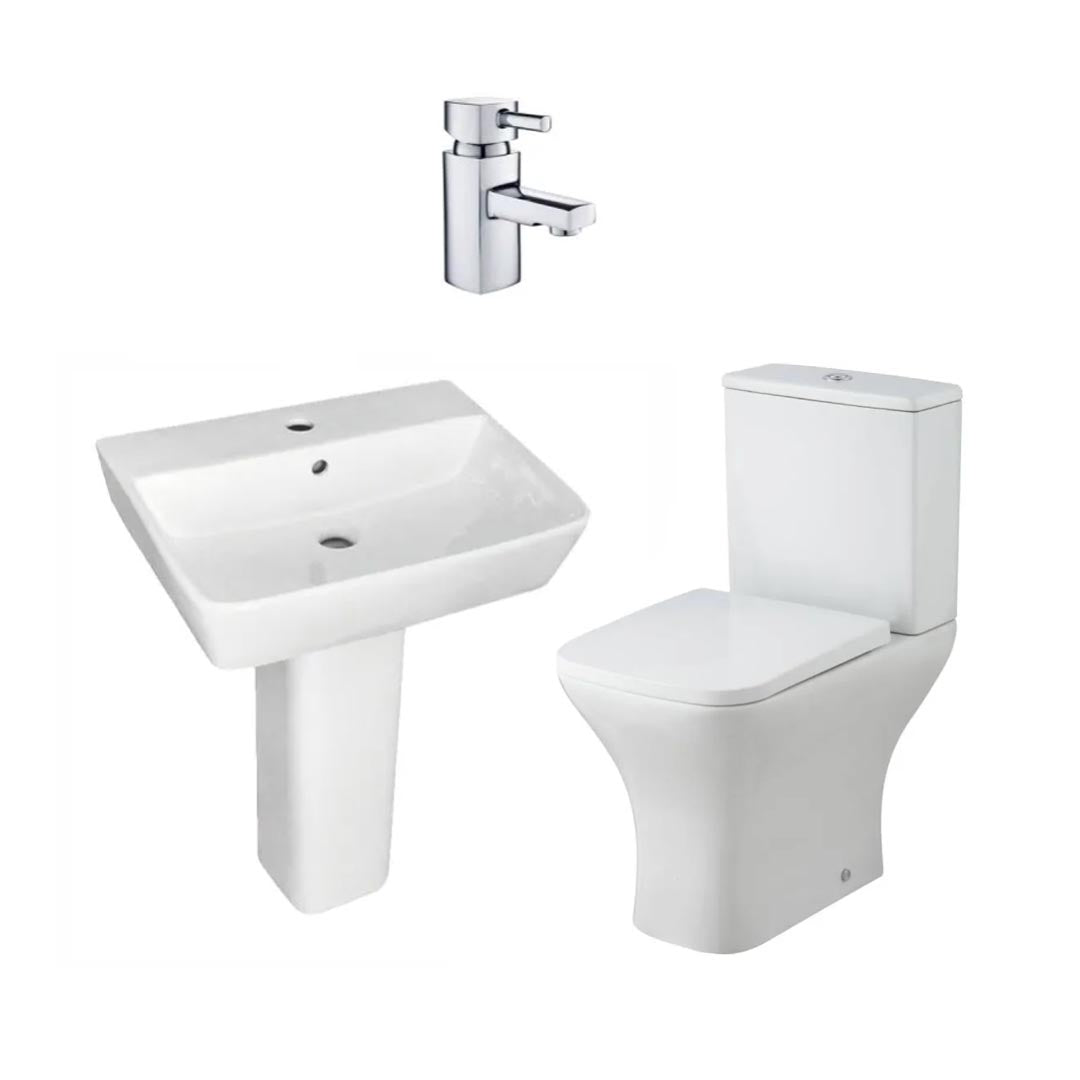 Modern Square Basin, Toilet &amp; Tap Pack