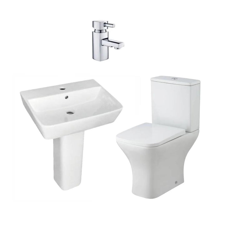Modern Square Basin, Toilet &amp; Tap Pack