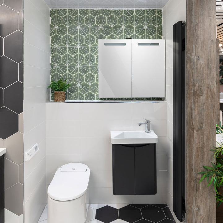 Palm Stripe Green 14 x 16cm Porcelain Hexagon Tile - 0.495sqm perbox