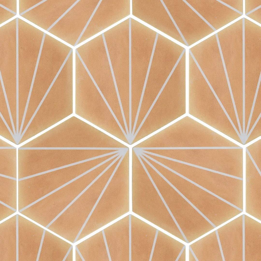 Palm Stripe Mustard 14 x 16 Porcelain Hexagon Tile - 56.43sqm Pallet