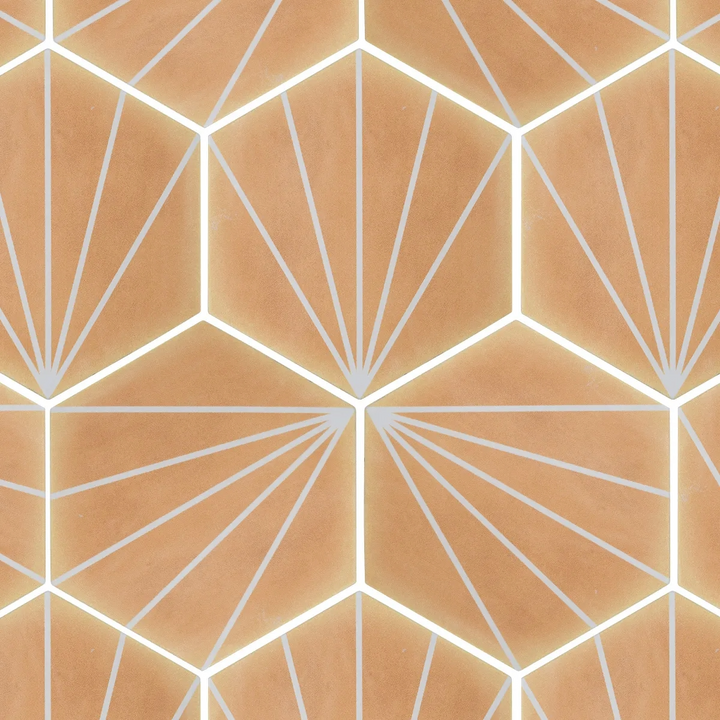 Palm Stripe Mustard 14 x 16 Porcelain Hexagon Tile - 56.43sqm Pallet