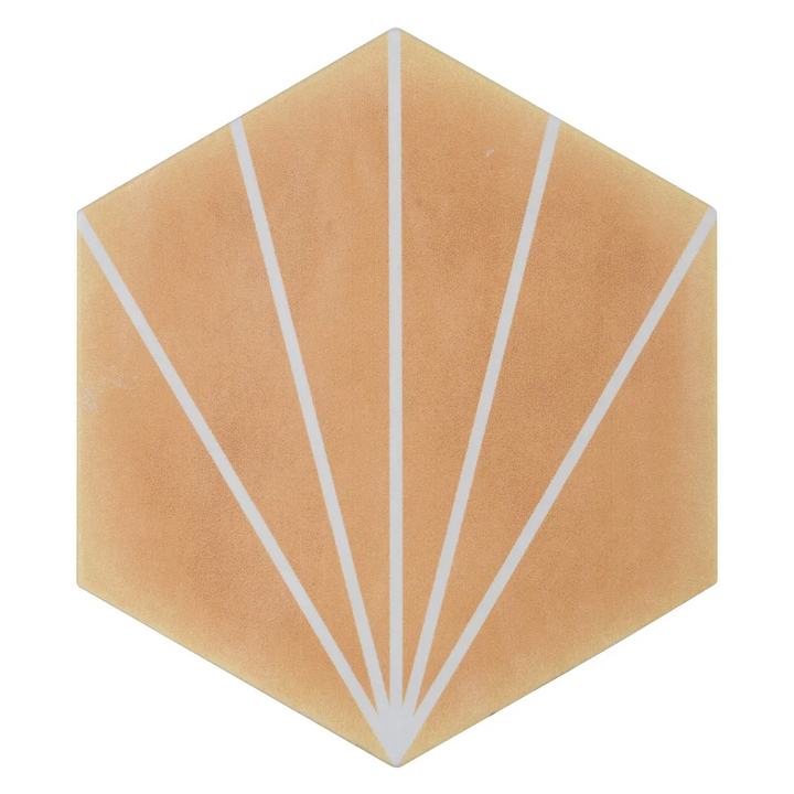 Palm Stripe Mustard 14 x 16 Porcelain Hexagon Tile - 56.43sqm Pallet