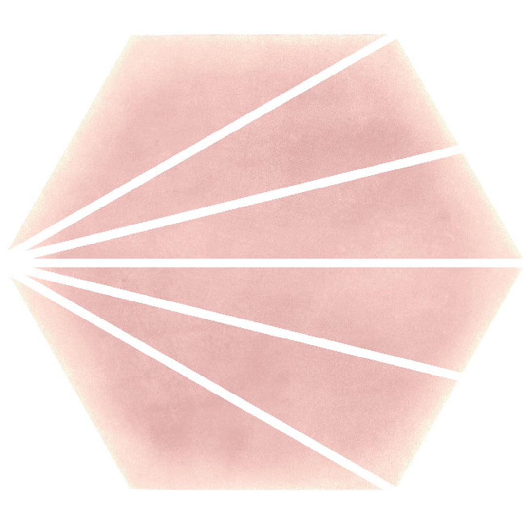 Palm Stripe Pink 14 x 16 Porcelain Hexagon Tile - 56.43sqm Pallet