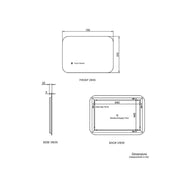 Luca 700 x 500mm Backlit LED Mirror with Demister - Technical drawing