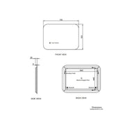 Luca 800 x 600mm Bluetooth LED Mirror with Demister - Technical drawing