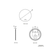 Bella 600mm Round Backlit LED Mirror with Demister - Technical drawing