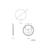 Bella 800mm Round Backlit LED Mirror with Demister - Technical drawing
