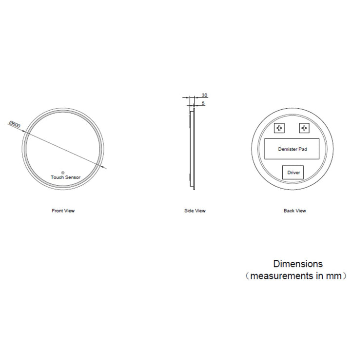 Halo 600mm Round LED Mirror with Demister
