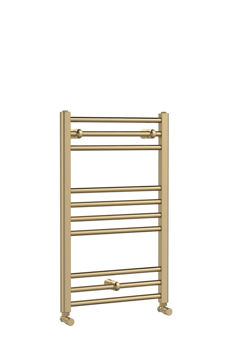 Hudson Reed Lorica Round Straight Towel Radiator 800x500mm - Brushed Brass