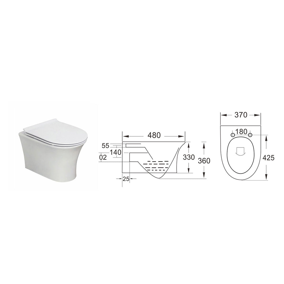 Munich Wall Hung Toilet &amp; SAN85 1.1m Wall Hung WC Frame Deal &amp; Brushed Brass Flush Plate