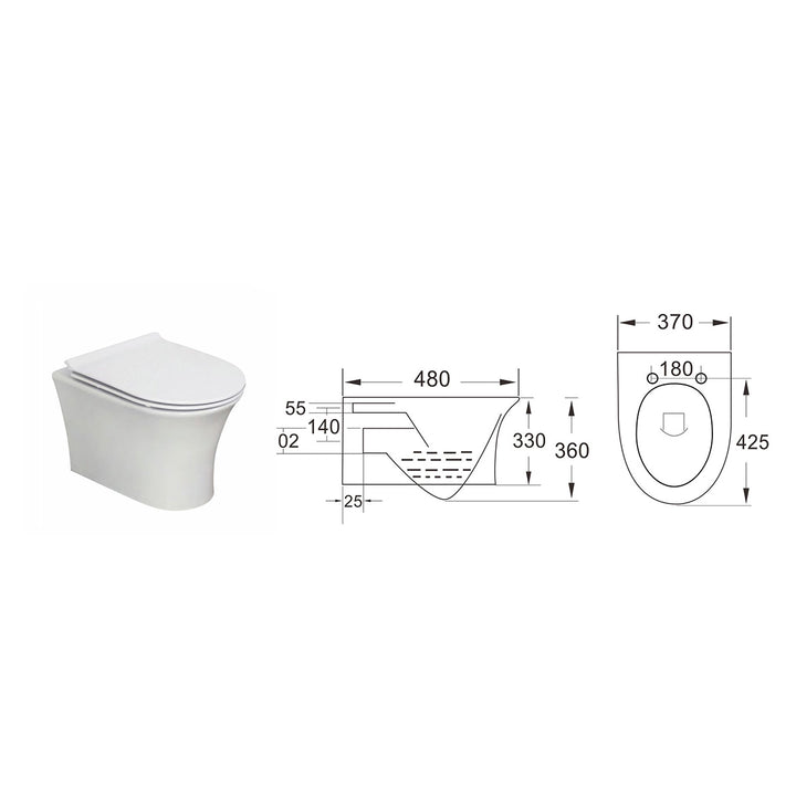 Munich Wall Hung Toilet &amp; SAN85 1.1m Wall Hung WC Frame Deal &amp; Brushed Brass Flush Plate
