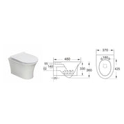 Munich Wall Hung Toilet & SAN85 1.1m Wall Hung WC Frame Deal & Brushed Brass Flush Plate - Technical drawing